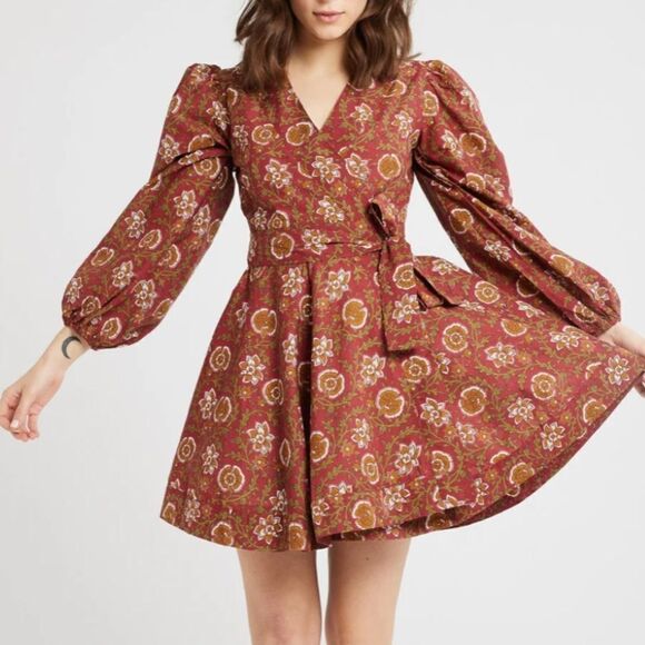 NWT Mille NAN WRAP DRESS IN CINNABAR-E11 - Picture 2 of 5